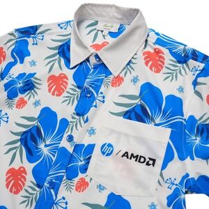 Roody HP AMD Hawaiian Shirt Mens Large Floral Tech Swag Aloha Button Up